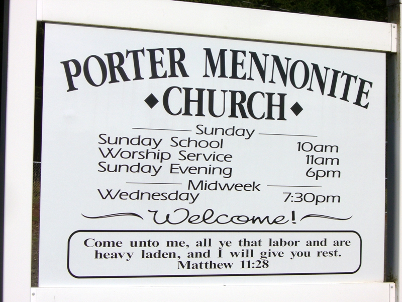 The Porter Mennonite Church sign west of Estacada.